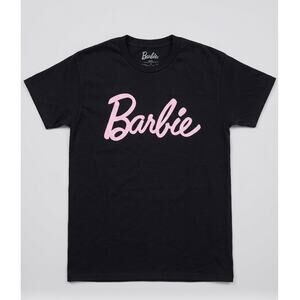 Barbie Official Licensed Logo T-Shirt - Black & Pink Size Small NEW